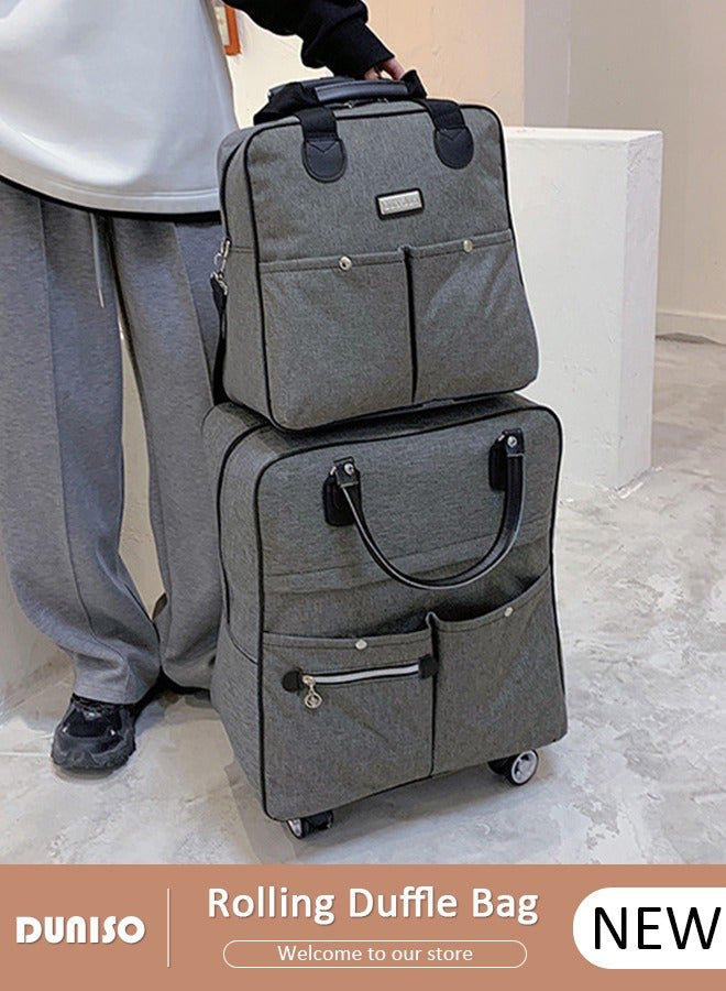 DUNISO 2 Piece Travel Luggage Sets, Foldable Carry on Luggage Airline Approved, Lightweight Carry on Suitcase with Spinner Wheels, Family Travel Suitcase Set with Duffle Bag - Image 1