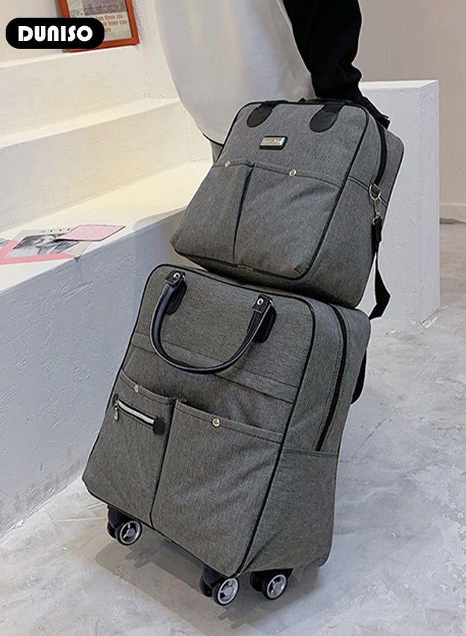 DUNISO 2 Piece Travel Luggage Sets, Foldable Carry on Luggage Airline Approved, Lightweight Carry on Suitcase with Spinner Wheels, Family Travel Suitcase Set with Duffle Bag - Image 5