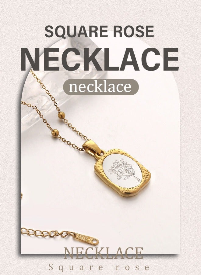Hilyagems This luxurious rose necklace is crafted from high-quality copper, adorned with rose gold plating, and features a sophisticated yet simple design that elegantly enhances the charm of a princess's neckline, truly reflecting her noble and luxurious aura. - Image 1