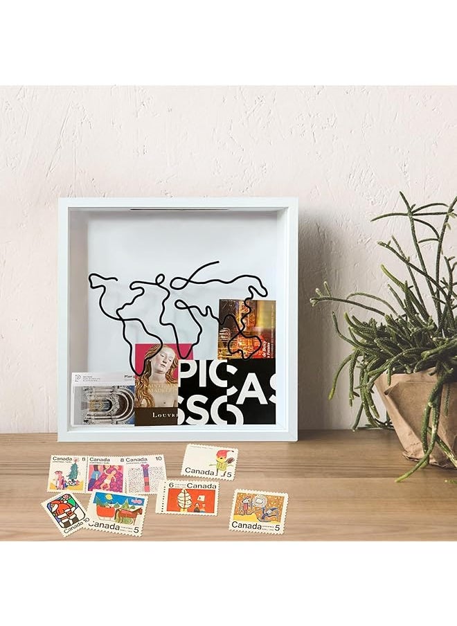 Keepsake Memory Box Adventure Archive Box Commemorative Box Wood Display Case Loading Shadow Box Frame With Hd Acrylic Hang Memorabilia Pins Awards Medals Wedding Tickets And Photos
