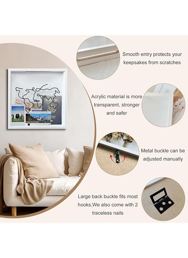Keepsake Memory Box Adventure Archive Box Commemorative Box Wood Display Case Loading Shadow Box Frame With Hd Acrylic Hang Memorabilia Pins Awards Medals Wedding Tickets And Photos