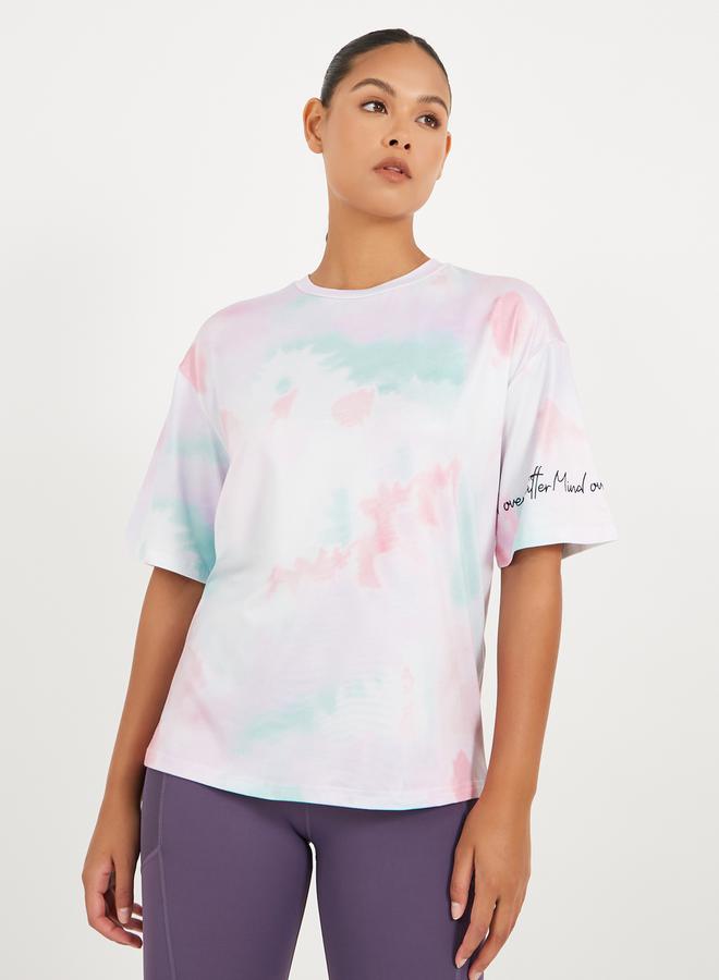 Styli Slogan Print Short Sleeve Top with Dropped Shoulders  - Image 1