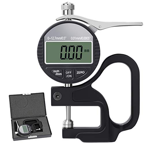 BNISE Digital Thickness Gauge 0.5 inch/12.7mm, 0.0005"/0.01mm, Thickness Meter Metric/inch Paper/Film/Fabric/Tape Thickness Gauge - Image 1