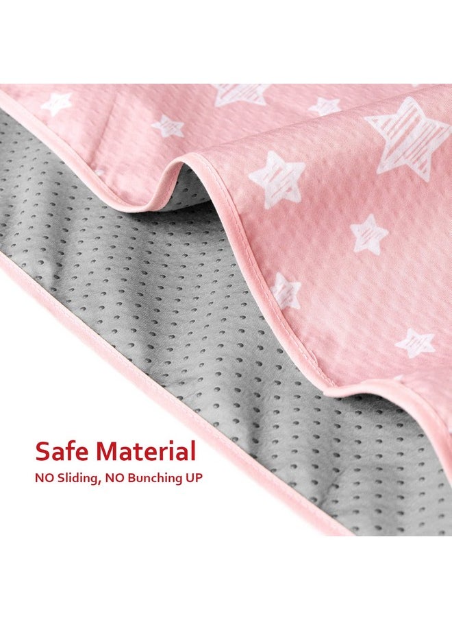 Moonsea Baby Splat Mat Anti Slip Waterproof High Chair Mat Baby Feeding Table Cloth Floor Mat Cover Baby Art Playtime Mat For Craftmealtime 42X46 Inch Washable Portable Picnic Mat Pink Star  - Image 4