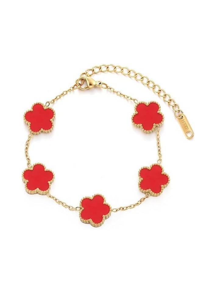 Fayrouz Jewellery Fayrouz Jewelry 18K Gold Plated Stainless Clover Flower Design Lucky Bracelet for Women, Fashion Four Leaf Flower Bracelets - Image 1