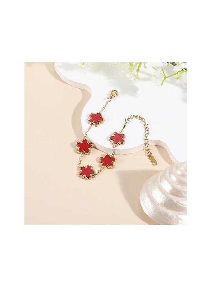 Fayrouz Jewellery Fayrouz Jewelry 18K Gold Plated Stainless Clover Flower Design Lucky Bracelet for Women, Fashion Four Leaf Flower Bracelets - Image 3