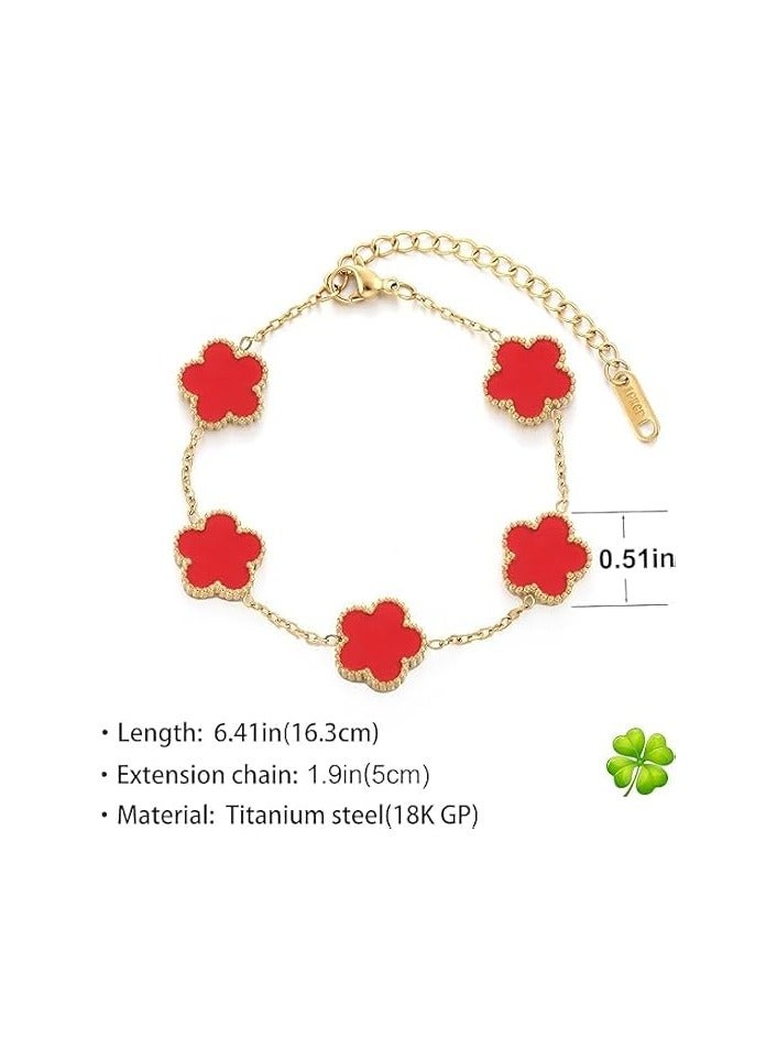 Fayrouz Jewellery Fayrouz Jewelry 18K Gold Plated Stainless Clover Flower Design Lucky Bracelet for Women, Fashion Four Leaf Flower Bracelets - Image 2