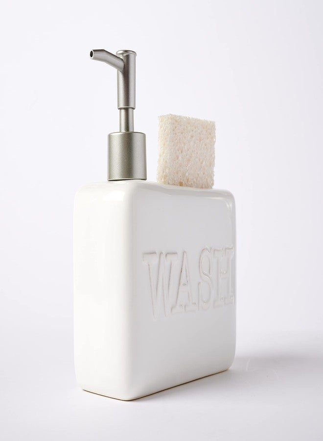Mud Pie Soap Pump Wash Sponge Holder, White, 6 1/4" x 7" - Image 5