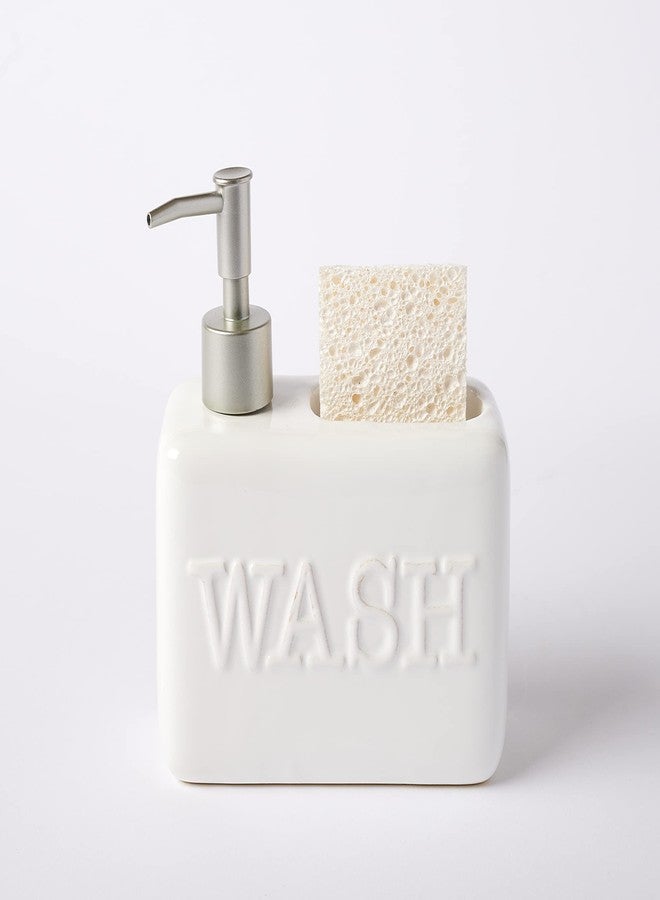 Mud Pie Soap Pump Wash Sponge Holder, White, 6 1/4" x 7" - Image 3