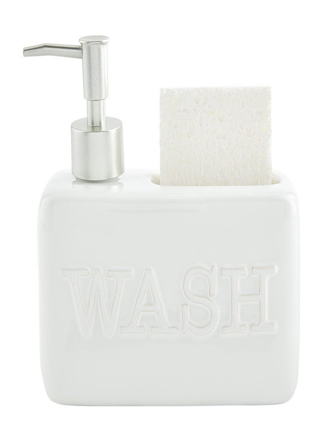 Mud Pie Soap Pump Wash Sponge Holder, White, 6 1/4" x 7" - Image 1