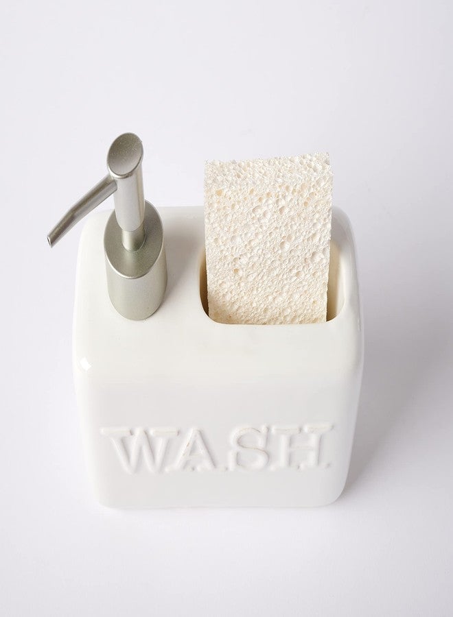 Mud Pie Soap Pump Wash Sponge Holder, White, 6 1/4" x 7" - Image 4