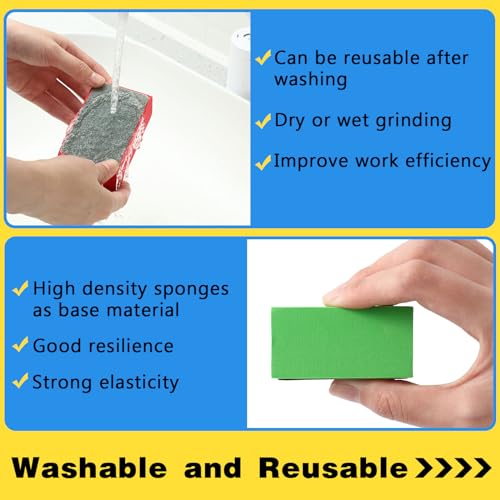 Dimsile 7 Pcs Diamond Hand Polishing Pads 60/100/200/400/800/1500/3000 Grit Diamond Sanding Pads Wet and Dry Sanding Block with Sponge Backing for Glass Tile Stone Concrete Granite Marble Ceramics - Image 4