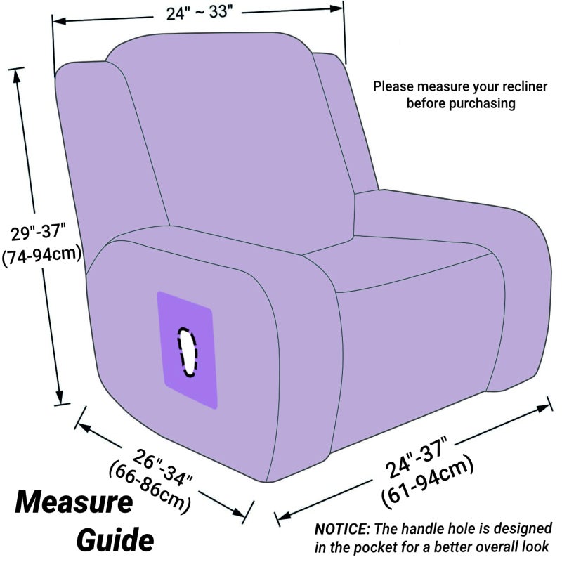 ZNSAYOTX Stretch Velvet Recliner Cover 4-Pieces, Thick Soft Recliner Chair Slipcover with Pocket, Non-Slip Elastic Bottom for Kids Pets, Luxury Plush Reclining Protector Comfy Washable (Grey) - Image 5