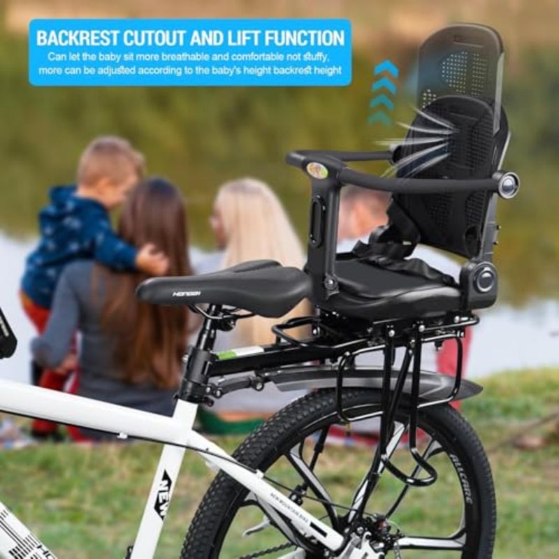 Toddler Bike Seat Rear with Adjustable Angle Height Seat Back For 12 Months to 5 Years Max Weight 30 KG Compatible with Most Bicycles Home Outdoor Use - Image 4