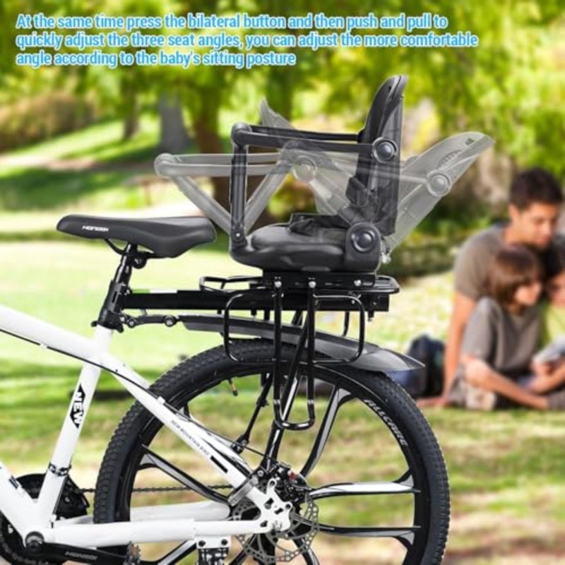 Toddler Bike Seat Rear with Adjustable Angle Height Seat Back For 12 Months to 5 Years Max Weight 30 KG Compatible with Most Bicycles Home Outdoor Use - Image 2