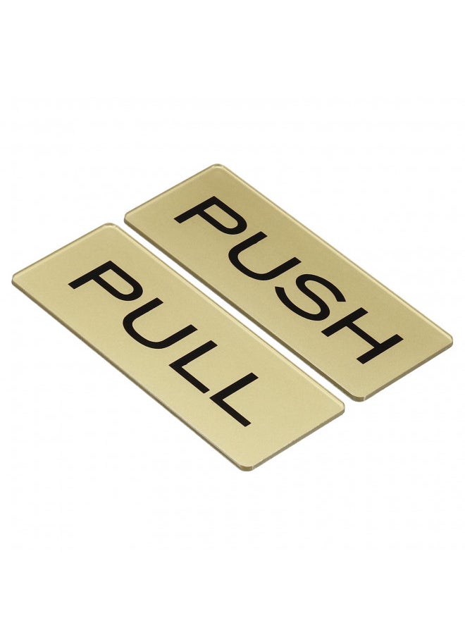 PATIKIL PATIKIL Push Pull Door Sign, 2 Pack Self-Adhesive Rectangle Acrylic Gate Sticker Wall Marker for Office Store Shop, Golden  - Image 1