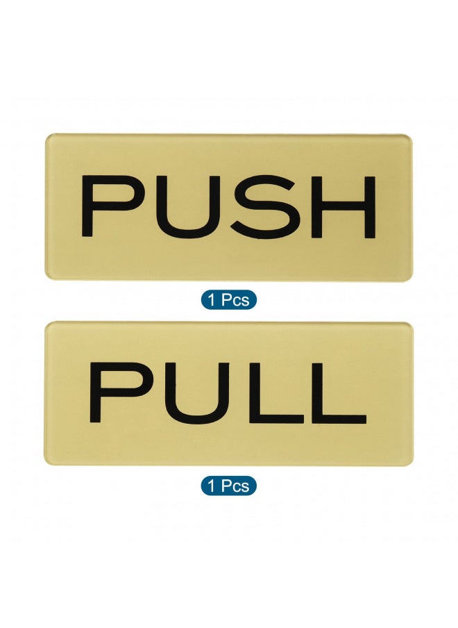 PATIKIL PATIKIL Push Pull Door Sign, 2 Pack Self-Adhesive Rectangle Acrylic Gate Sticker Wall Marker for Office Store Shop, Golden  - Image 3