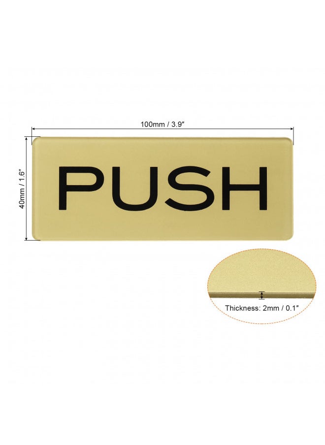 PATIKIL PATIKIL Push Pull Door Sign, 2 Pack Self-Adhesive Rectangle Acrylic Gate Sticker Wall Marker for Office Store Shop, Golden  - Image 2