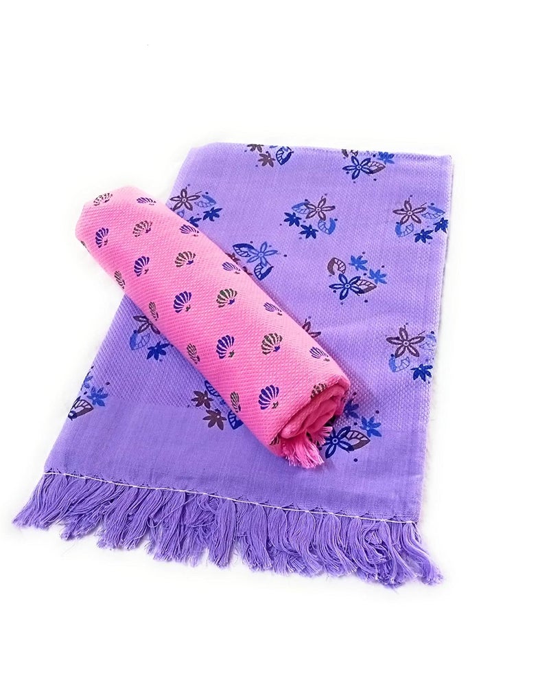 bath towels Khadi Cotton Color Floral Printed Cotton Bath Towel Full Size 30x60inch 200gsm Pack of 2 Suitable for All Men and Women_SAHA20