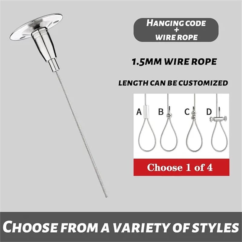 Stainless Steel Picture Hangers 8pcs 3M Wire Rope Cable Kit 30kg Load Adjustable For Photo Mirror Art - Image 3