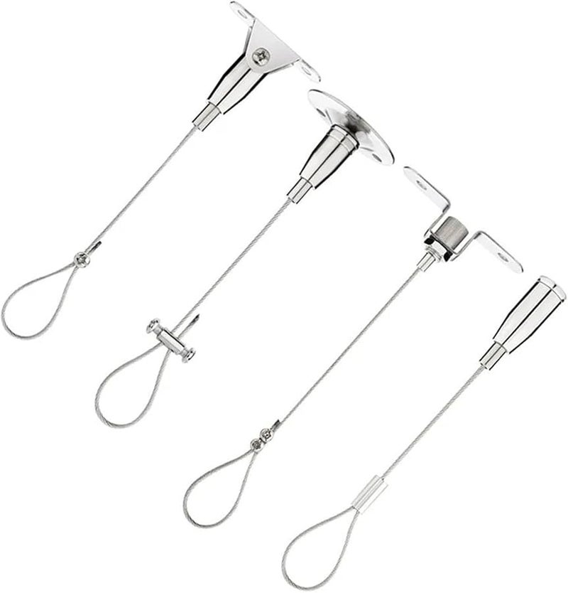 Stainless Steel Picture Hangers 8pcs 3M Wire Rope Cable Kit 30kg Load Adjustable For Photo Mirror Art - Image 1