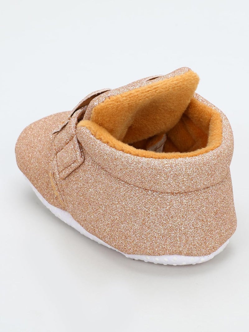 PureSole Baby Girls' Glitter Party Booties | Soft Sole Dress Shoes with Bow | Colorful Pre-Walker Crib Shoes for Special Occasions (6-12 Months) - Image 3