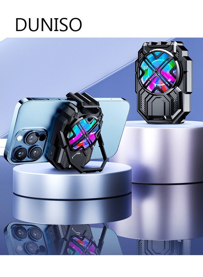 DUNISO Mobile Phone Radiator Cell Phone Cooler Portable Phone Radiator With Light Mobile Phone Cooling Fans Rechargeable Cellphone Cooling Fan Accessories With Stand for Game Player - Image 4