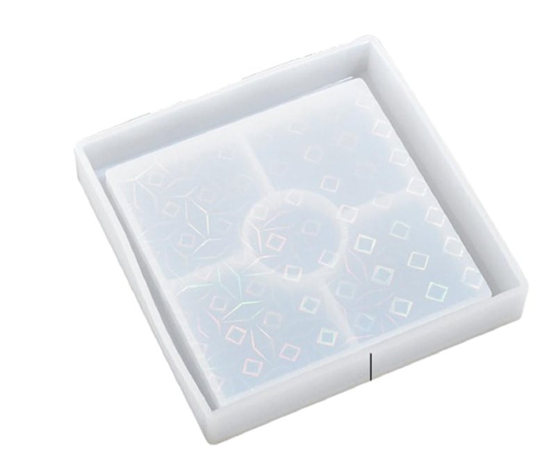 Snoogg Snoogg Pack of 1 Silicone Mold 4 inch Holographic Coaster Square Shape for Epoxy Resin Casting Resin Art for Home Decor, DIY Crafts Project and Handmade Personalized Customize Gifts  - Image 1