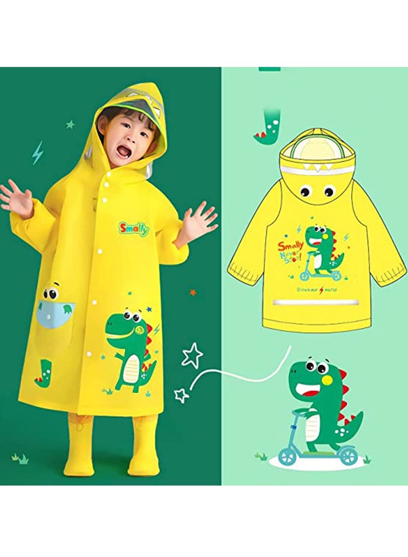 SYOSI Kids Raincoat, Boys Girls Rain Jacket Hooded Poncho Waterproof Coat Outdoor Sports Cute and Fun Animal Print - Image 2