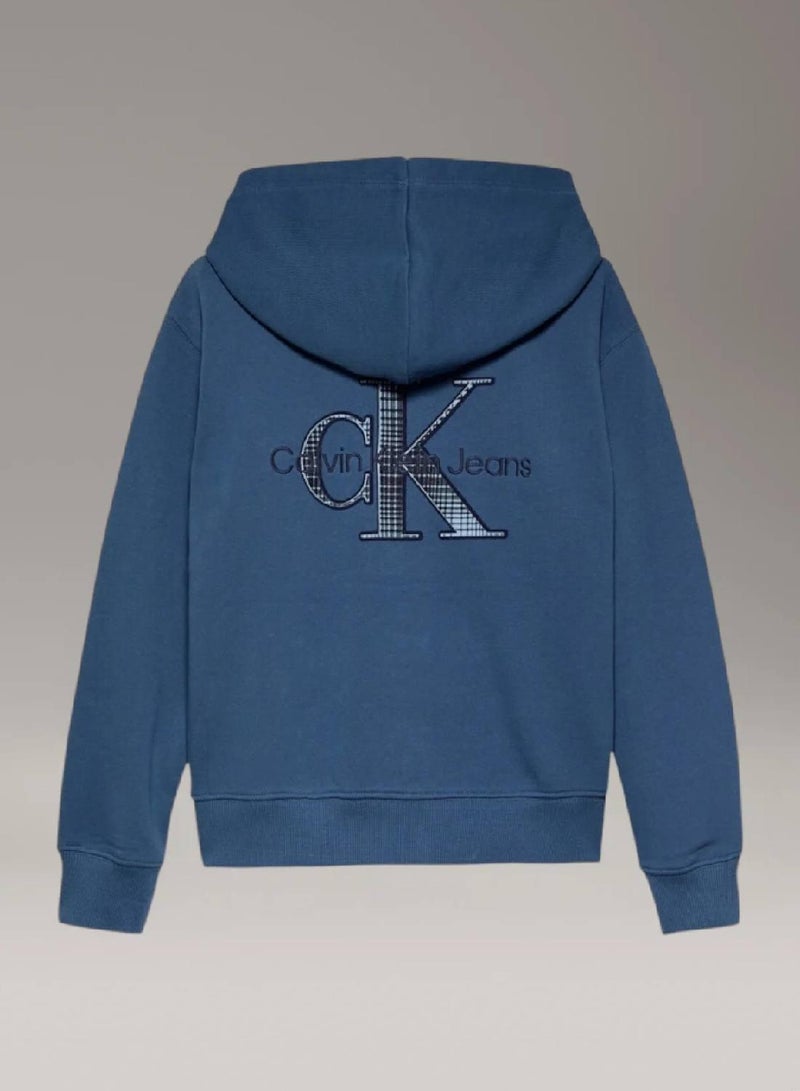 كالفن كلاين جينز هودي بسحاب مزين بشعار كلفن كلاين على الظهر - Image 5