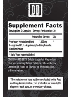 DOUBLE DRAGON ORGANICS Double Dragon Organics Nitric Oxide Booster Supplement, 1600mg Extra Strength L-Arginine, Citrulline Malate, and Alpha-Ketoglutarate (60 Count, 1 Bottle)  - Image 5