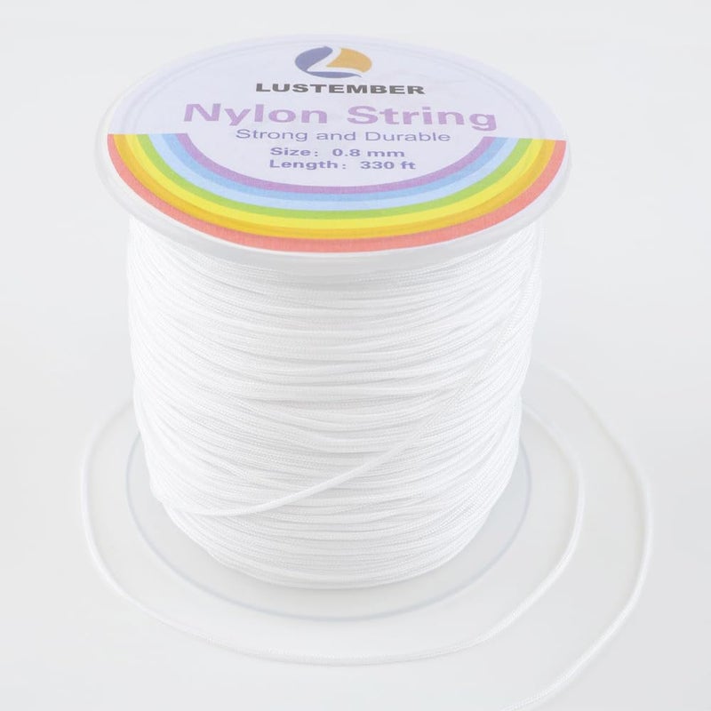 LUSTEMBER 0.8mm Nylon String, Strong Bracelet String, Durable Nylon Cord for Jewelry Making, Bracelets, Beading, Necklaces, Rattail Braiding, Kumihimo, Wind Chimes, Blinds and Handicrafts - Image 1