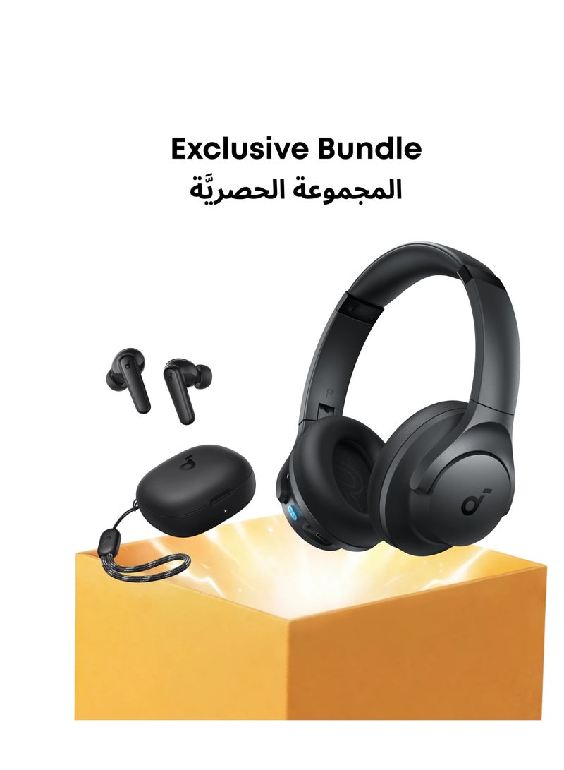 Soundcore 【soundcore Exclusive Bundle】 P20i True Wireless Earbuds, 10mm Drivers with Big Bass & Q11i Wireless Over-Ear Bluetooth Headphones by Anker, Color  Black+Gray - Image 1