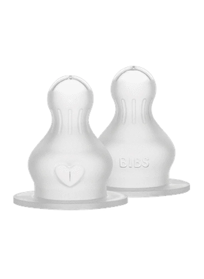 بيبس Pack Of 2 Baby Bottle Nipple Round Silicone, Fast Flow, 4 Months +