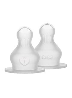 BIBS Pack Of 2 Baby Bottle Nipple Round Silicone, Fast Flow, 4 Months +  - Image 1