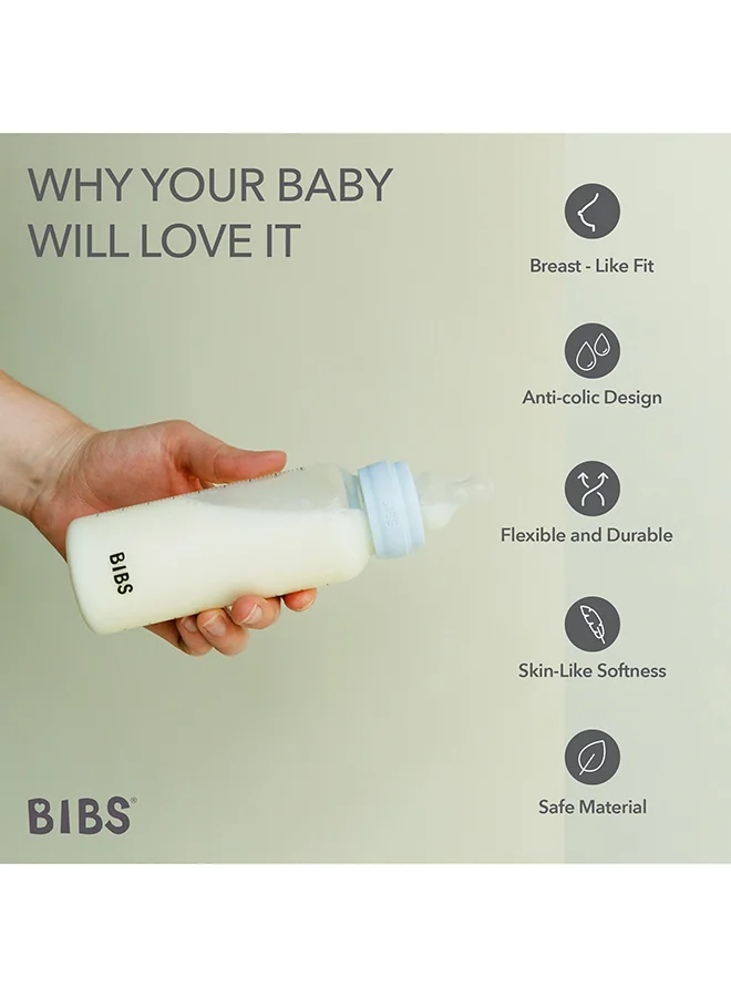 BIBS Pack Of 2 Baby Bottle Nipple Round Silicone, Fast Flow, 4 Months +