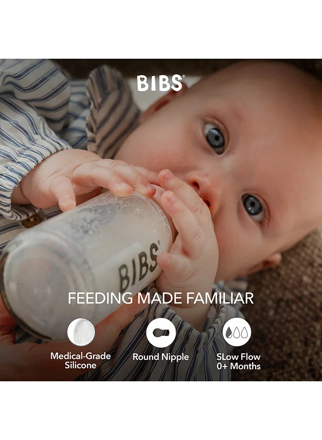 BIBS Pack Of 2 Baby Bottle Nipple Round Silicone, Fast Flow, 4 Months +