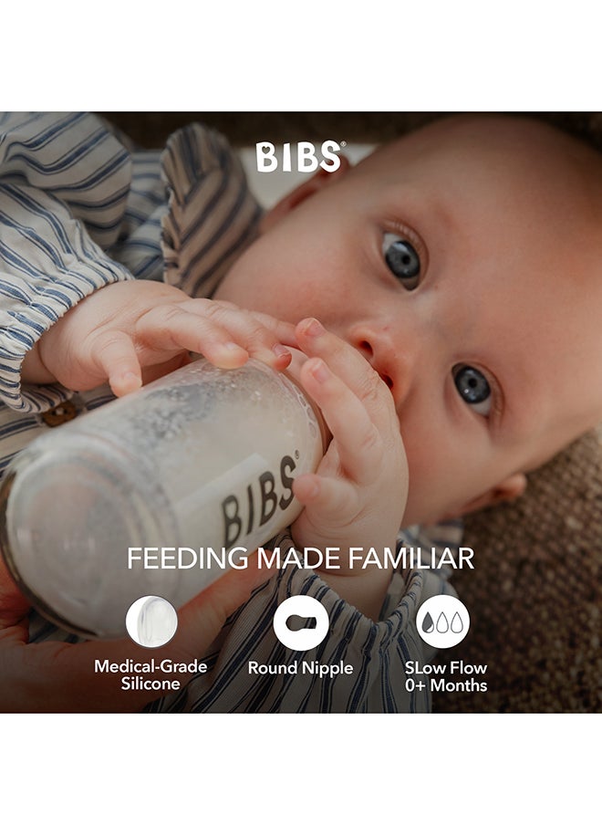 BIBS - Pack Of 2 Baby Bottle Nipple Round Silicone, Fast Flow, 4 Months + - Image 1
