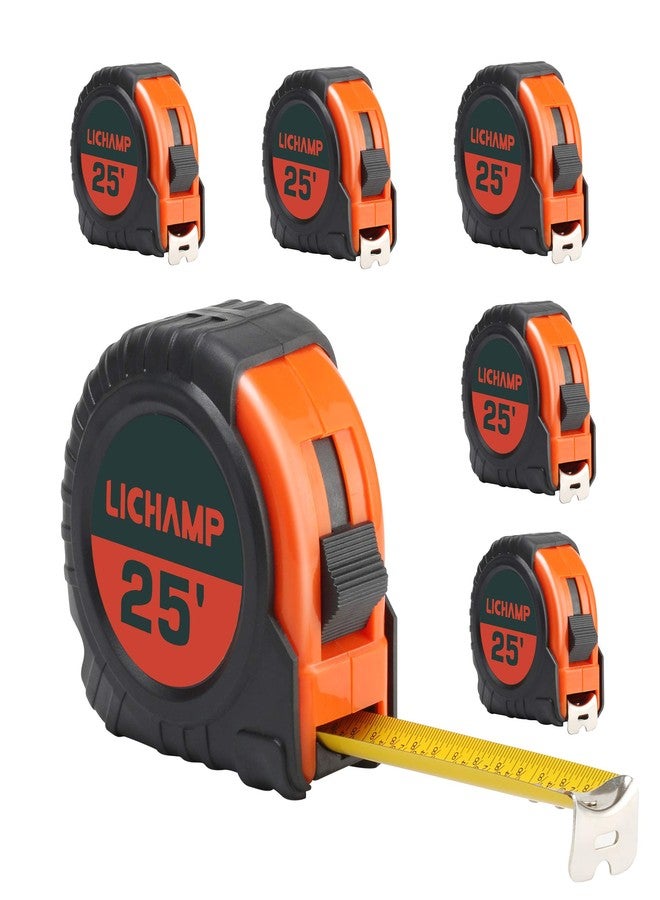 LICHAMP Tape Measure 25 ft, 6 Pack Bulk Easy Read Measuring Tape Retractable with Fractions 1/8, Measurement Tape 25-Foot by 1-Inch - Image 1