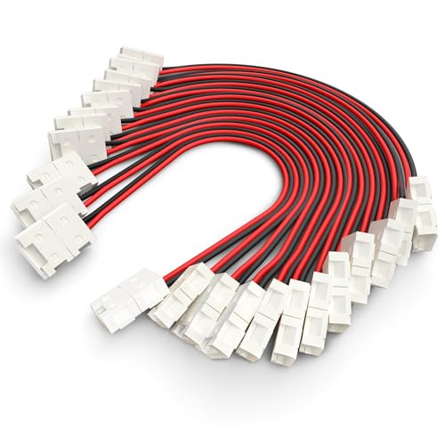 HitLights LED Light Strip Connector, 8mm Single Color 3528 - 6 Inch Any Angle Strip to Strip, 12 Pack - Image 1