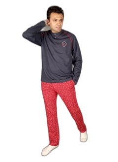 Jet "Men Winter Pajama Set Long Sleeve & Long Pants -Red 