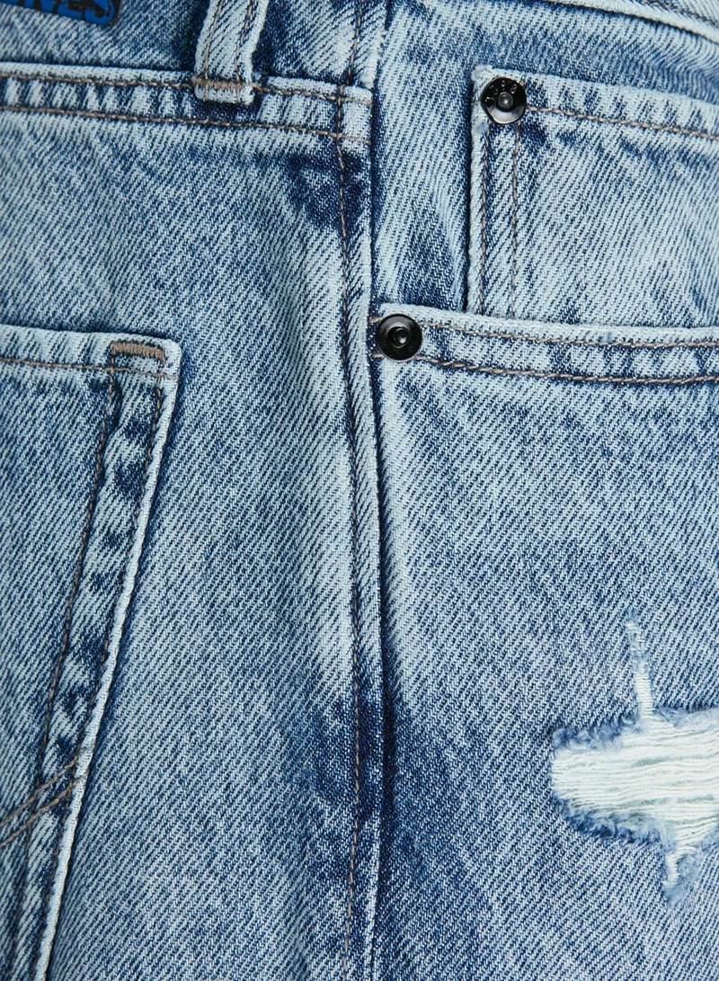 JACK & JONES Jjialex Jjoriginal Stright Fit Light Wash Ripped Jeans