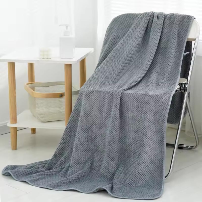 LINEAR Microfibre Towel | 300 GSM | Towels for Bath Large Size | Soft & Absorbent | Towel for Bathroom | Bath Towel for Men, Women | 70 cms x 140 cms (Grey),Microfiber - Image 2