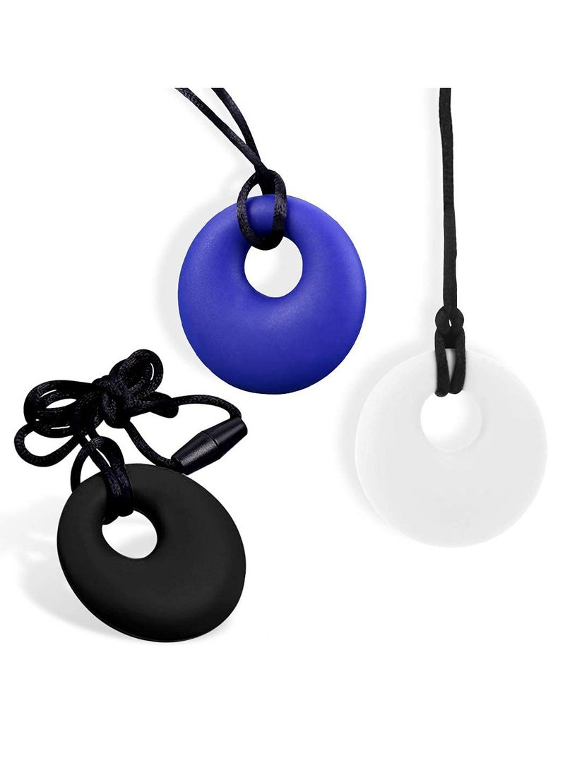 KASTWAVE Sensory Tooth Chew Necklace Oral Motor Chewy Teether 3 Pack Silicone Chewing Teethin Necklace Pendant Autism ADHD Anxiety for Adults Kids Boys Girls BPA Free Breakaway Clasp - Image 1
