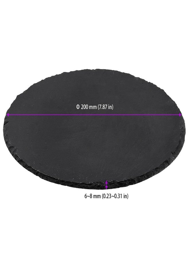 MUKLEI 10 PCS 7.9 Inches Slate Board, Black Round Slate Charcuterie Boards for Dishes, Meat, Appetizers - Image 2