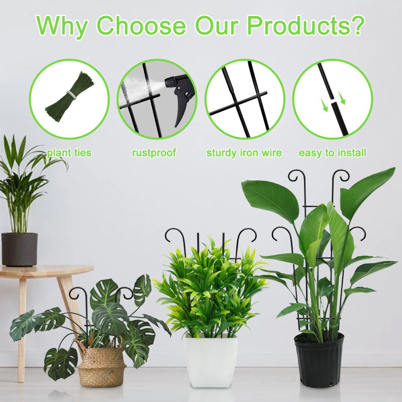 Xeeol Plant Trellis for Potted Plants 2p, Larger 23in Garden Trellis for Climbing Plants Indoor Outdoor, Rustproof House Plant Support Stakes for Pothos Hoya Ivy Flower - Image 3