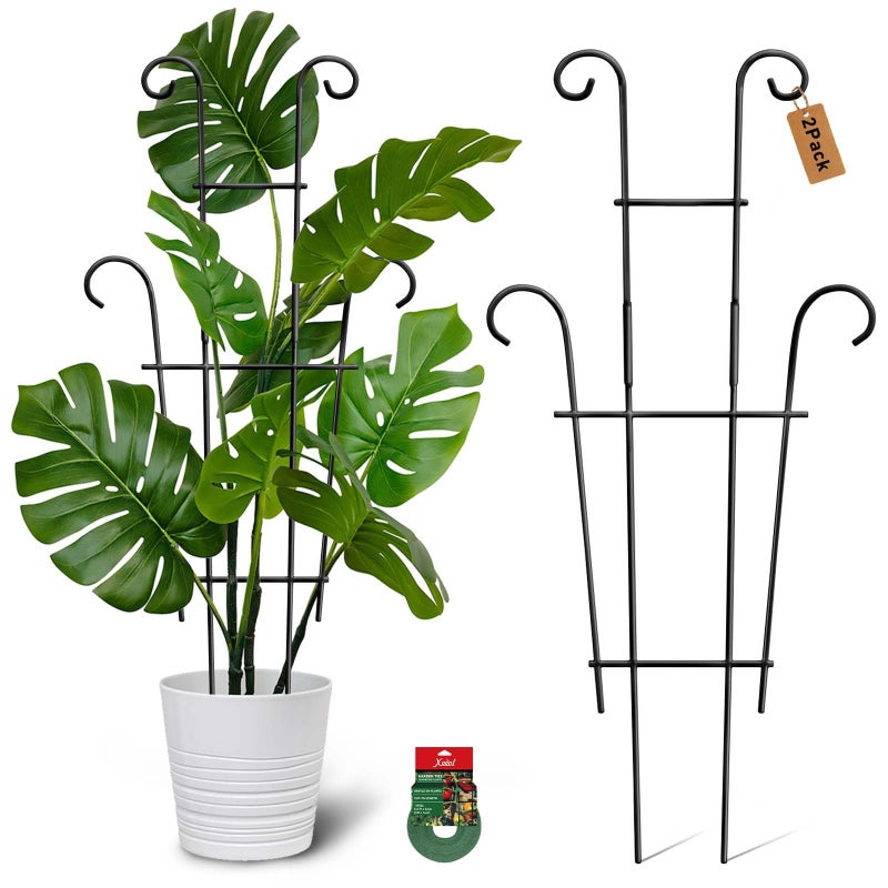 Xeeol Plant Trellis for Potted Plants 2p, Larger 23in Garden Trellis for Climbing Plants Indoor Outdoor, Rustproof House Plant Support Stakes for Pothos Hoya Ivy Flower - Image 1