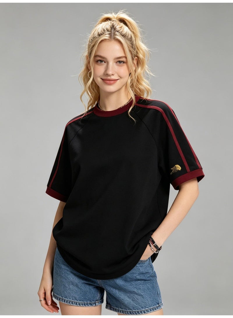 The North Face men's and women's parallel bars contrast short-sleeved T-shirts outdoor casual loose couple's sports tops, cotton structural design T-shirts. - Image 3