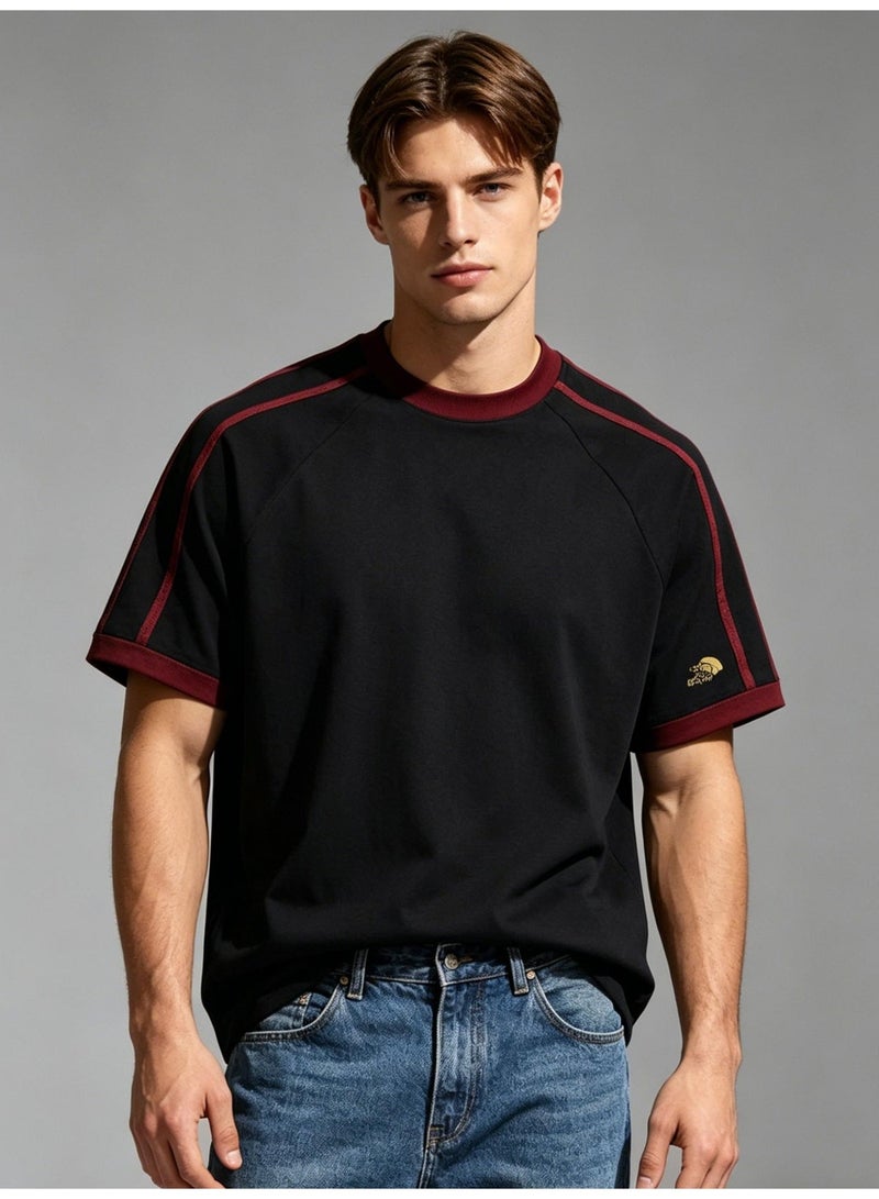 The North Face men's and women's parallel bars contrast short-sleeved T-shirts outdoor casual loose couple's sports tops, cotton structural design T-shirts. - Image 5