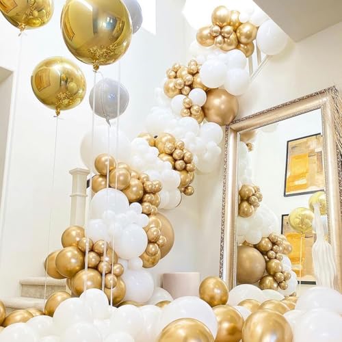 Awenztech 120pcs 5 inch Metallic Gold Balloons, Small Chrome Gold Latex Balloons for Graduation Engagement Wedding Birthday Party Decorations - Image 4
